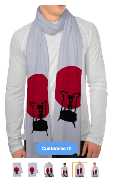 scarf, flag of japan, primus stove