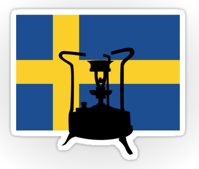 sticker, sweden, swedish, made in sweden, swedish flag, flag of sweden, pressure stove, stove, vintage stove, brass stove, paraffin stove, yellow cross, cooker, kerosene stove, camp stove